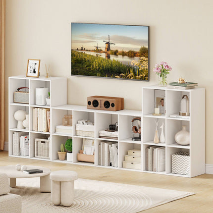 4-Cube White Wooden Bookshelf with Anti-Tipping Kit