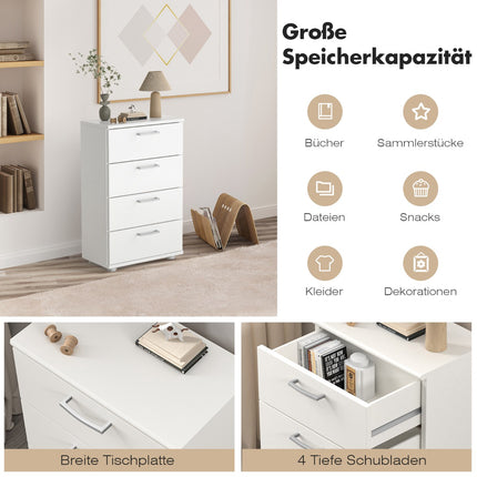 Komoda se 4 zásuvkami, dřevo, 50 x 29 x 82 cm