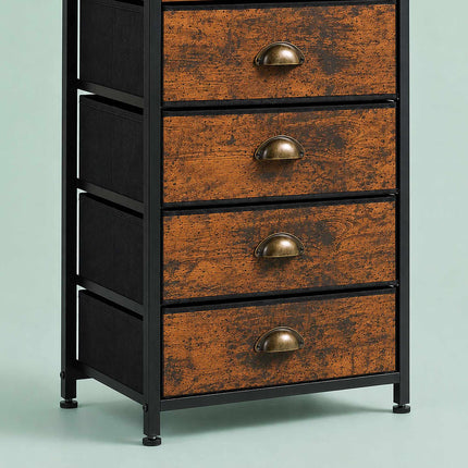 4-Drawer Fabric Chest with Shelves, Brown