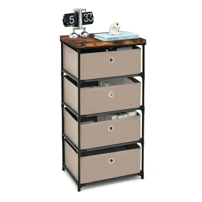 4-Drawer Fabric Dresser for Bedroom Storage, 42x33.5x84.5 cm