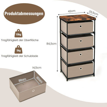 4-Drawer Fabric Dresser for Bedroom Storage, 42x33.5x84.5 cm