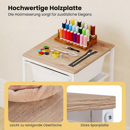 4-Drawer Rolling Storage Cart with Wooden Top, Lockable Wheels