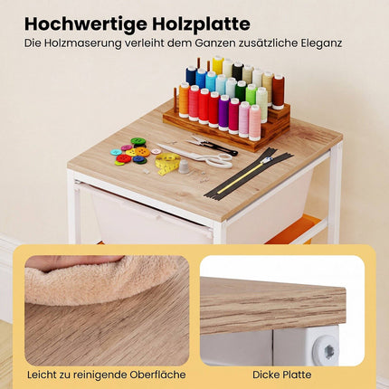 4-Drawer Rolling Storage Cart with Wooden Top and Lockable Wheels