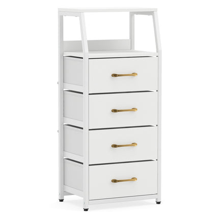 4-Drawer Storage Cabinet with Fabric Drawers – White