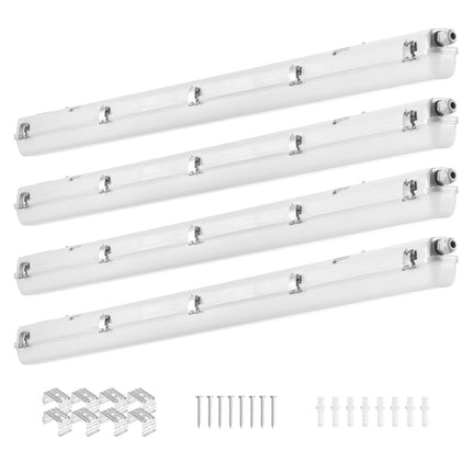 4FT LED Vapor Tight Light, 40-60W, 5000K, IP65, 4-Pack