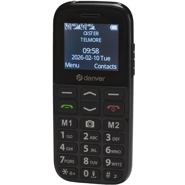 4G telefon pro seniory, Dual SIM, SOS tlačítko, FM rádio, černá
