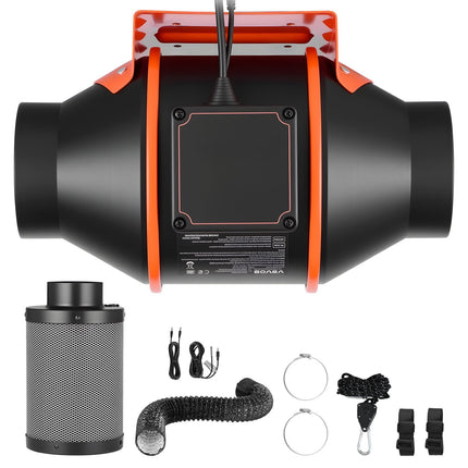 4-Inch Inline Duct Fan Kit, Carbon Filter, App Control