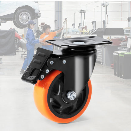 4 Inch Swivel Plate Casters Set of 4, Locking PVC