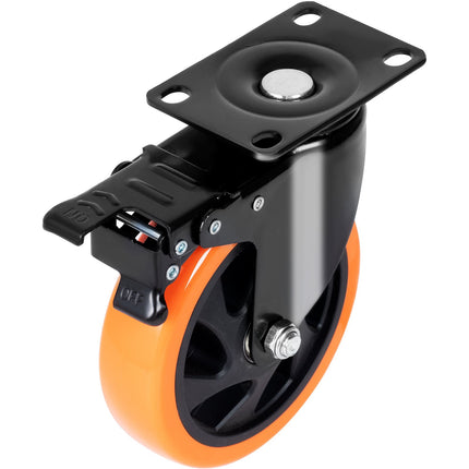 4 Inch Swivel Plate Casters Set of 4, Locking PVC