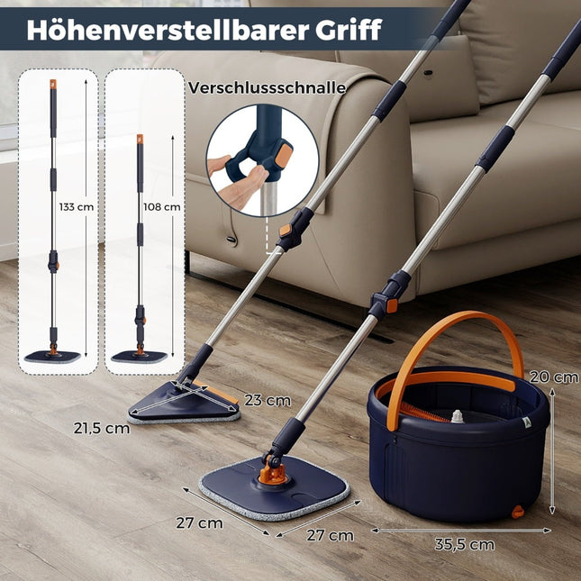 Mop se ždímacím kbelíkem 4L a otočnou hlavicí 360°