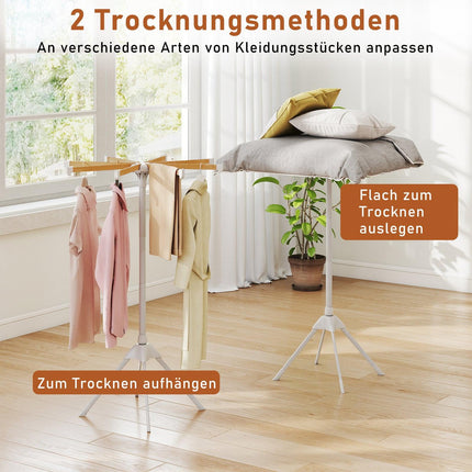 4-Leg Clothes Drying Rack with 8 Bamboo Rods, 40 Slots