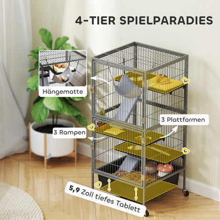 4-Level Small Animal Cage with Platforms and Ramps