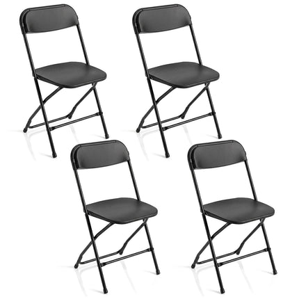4 Pack Black Folding Chairs with Heavy Duty Metal Frame