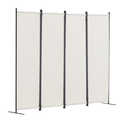 4-Panel Folding Room Divider, Fabric Privacy Screen, White