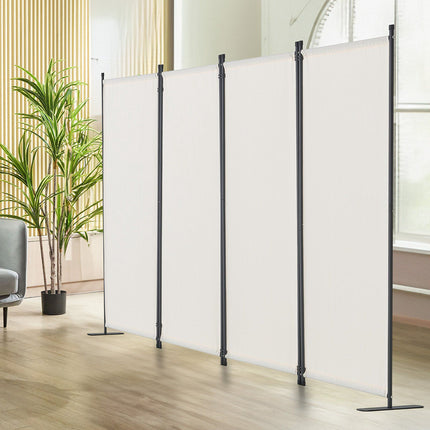 4-Panel Folding Room Divider, Fabric Privacy Screen, White