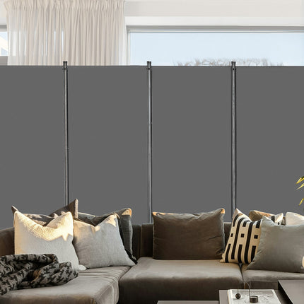 4-Panel Folding Room Divider Privacy Screen, Gray