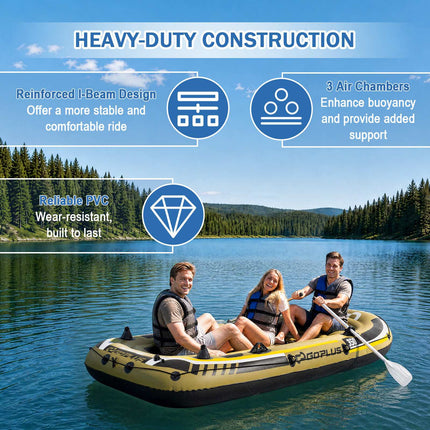 4-Person Green Inflatable Fishing Boat with Oars