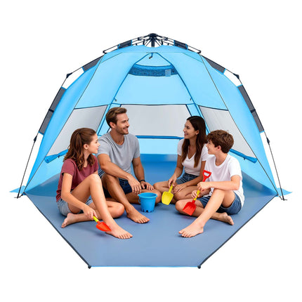 4-Person Pop-Up Beach Tent, UPF 50+, Carry Bag