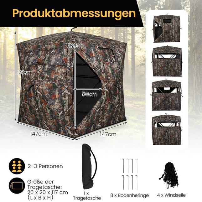Nůžkový lovecký úkryt pro 4 osoby s výhledem 360°