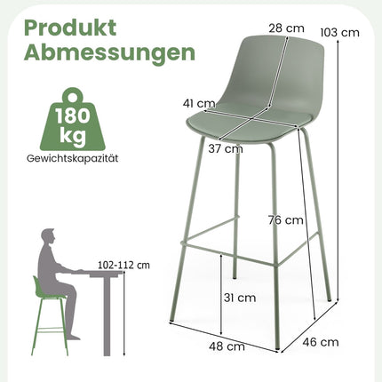 Sada 4 barových stoliček, umělá kůže, ergonomické opěradlo