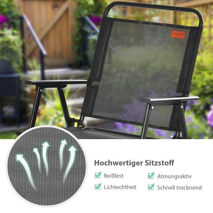 4-Piece Black Folding Garden Chairs with Armrests