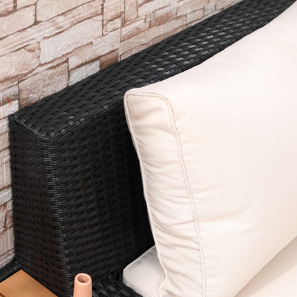 Sada 4 dílů venkovního lounge nábytku z polyratanu s polstry, černá