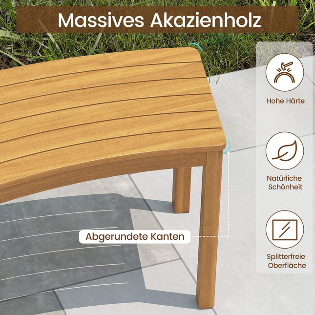 4-teiliges Outdoor-Sitzbank-Set aus geschwungenem Akazienholz