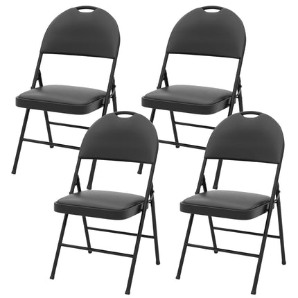 Sada 4 skládacích židlí, kovový rám, polstrované, PVC kůže