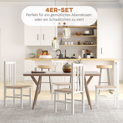 Sada 4 jídelních židlí z masivu, moderní design, přírodní