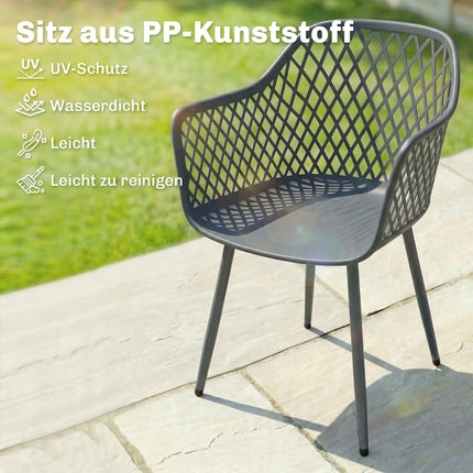 Sada 4 plastových zahradních židlí odolných UV, tmavě šedá