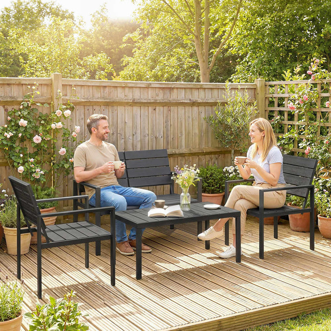 4-Piece Weatherproof HDPE Patio Furniture Set