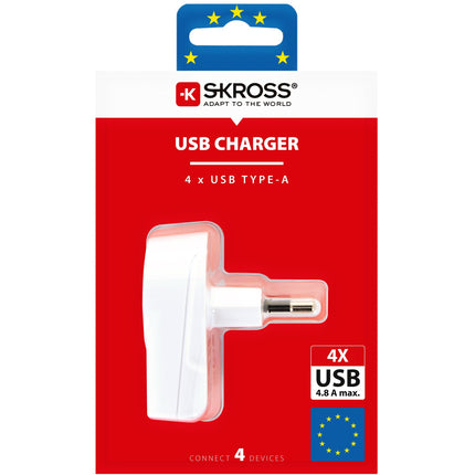 4portová USB nabíječka EU