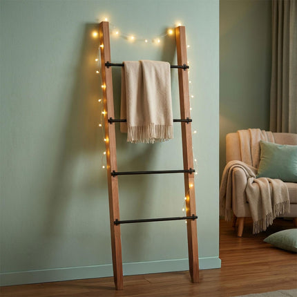 4-Rung Towel Ladder, Pine & Steel, Natural/Black
