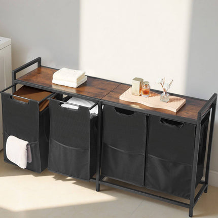 4-Section Laundry Sorter with Tabletop, Pull-Out Bags