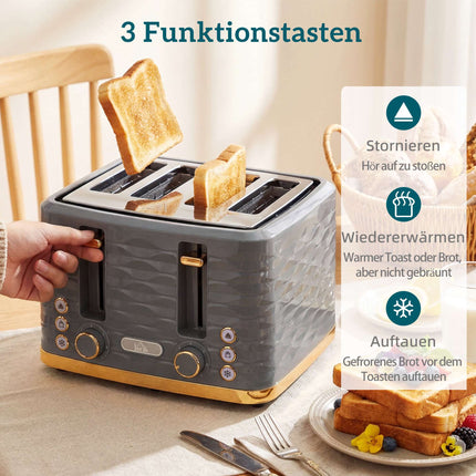 Topinkovač na 4 plátky, 7 stupňů opékání, automatické vypnutí