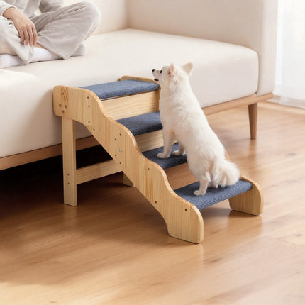 4-Step Dog Stairs, Wood Non-Slip, 150 lb Capacity