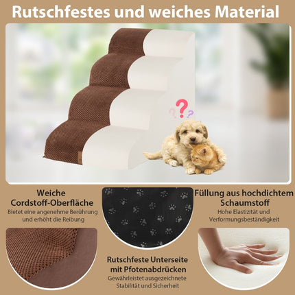 4-Step Foam Dog Ramp, Non-Slip, 72x41x51 cm, Brown