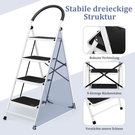 Skládací štafle se 4 stupni, ocel, madlo, 330 lb