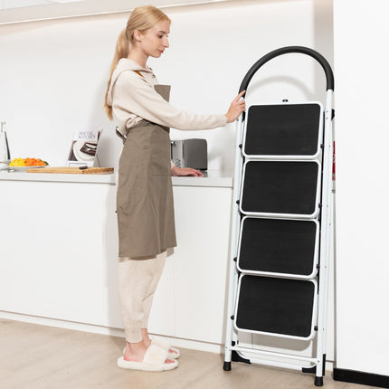 Skládací štafle se 4 stupni, ocel, madlo, 330 lb