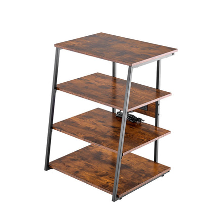 4-Tier AV Media Stand, Corner, Power Strip, LED Lights