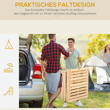 Polohovatelná zahradní židle z borovice, skládací lehátko