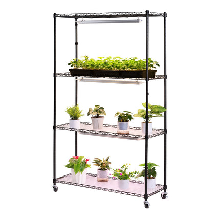4-Tier Plant Stand with Full-Spectrum Grow Lights, Wheels
