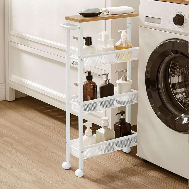 4-Tier Slim Trolley for Kitchen or Bathroom Storage