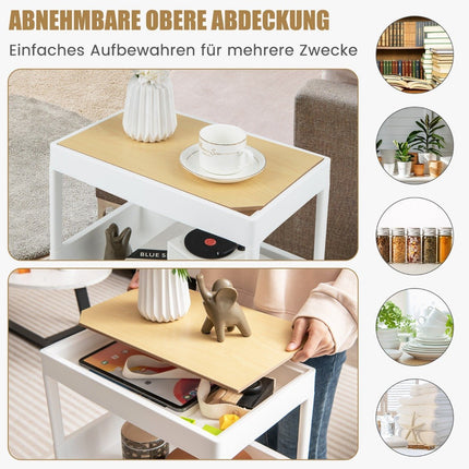 4patrový úložný vozík na kolečkách s vyjímatelným podnosem