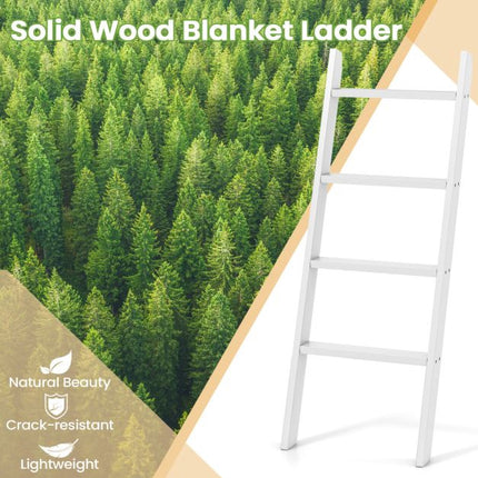 4-Tier Wall Ladder Shelf, Pine Wood, White 50x137 cm
