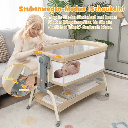 Dětská postýlka 4v1 s moskytiérou, nastavitelná výška