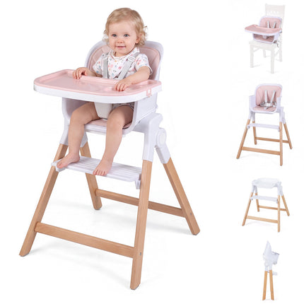 4-in-1 Baby High Chair, Foldable & Adjustable, Pink
