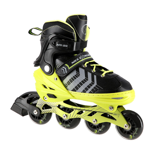 Černo-zelené inline a hokejové lední brusle 4v1, velikost M