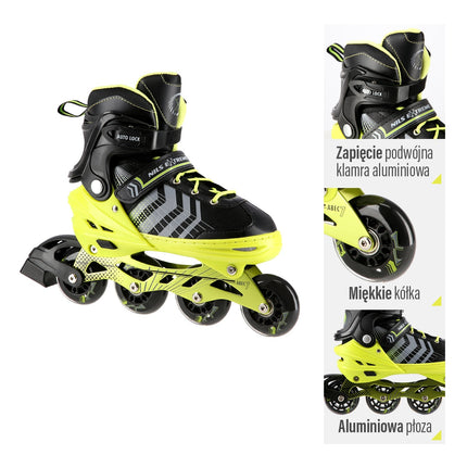 Černo-zelené inline a hokejové lední brusle 4v1, velikost M