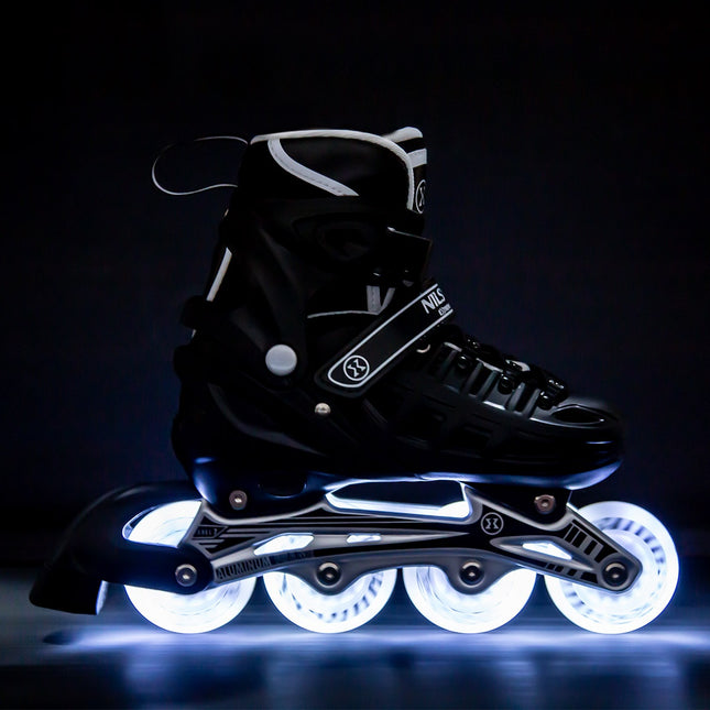 Černé LED brusle inline/lední 4v1, velikost L (39-42)